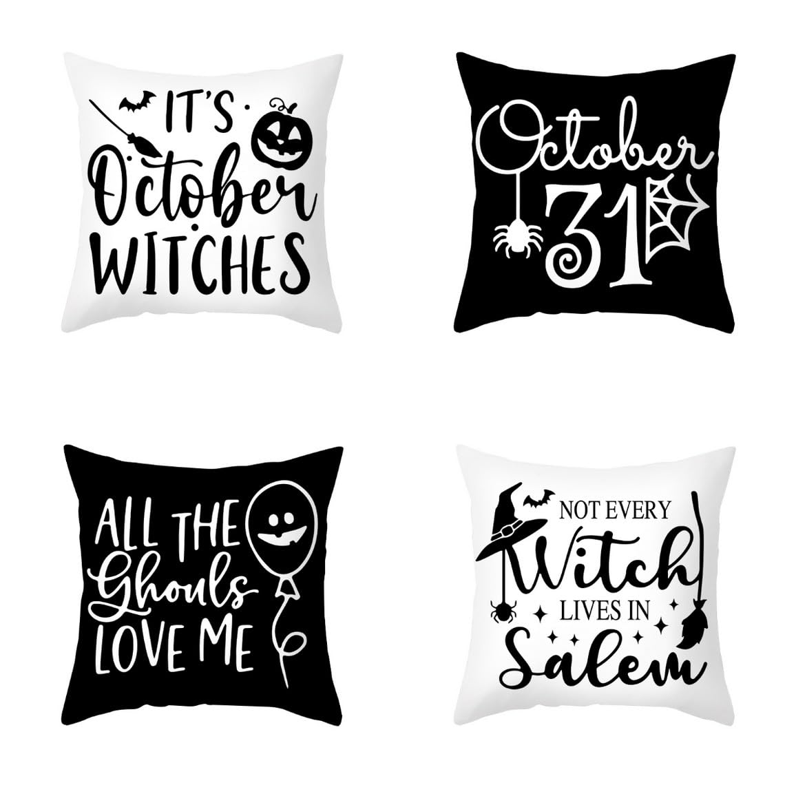 Chenlane Silk Pillow Coversfor Sofa Cushion Outdoor Furniture Halloween, Zippered King Thick Private Customisation 50x50 cm, 4Pcs