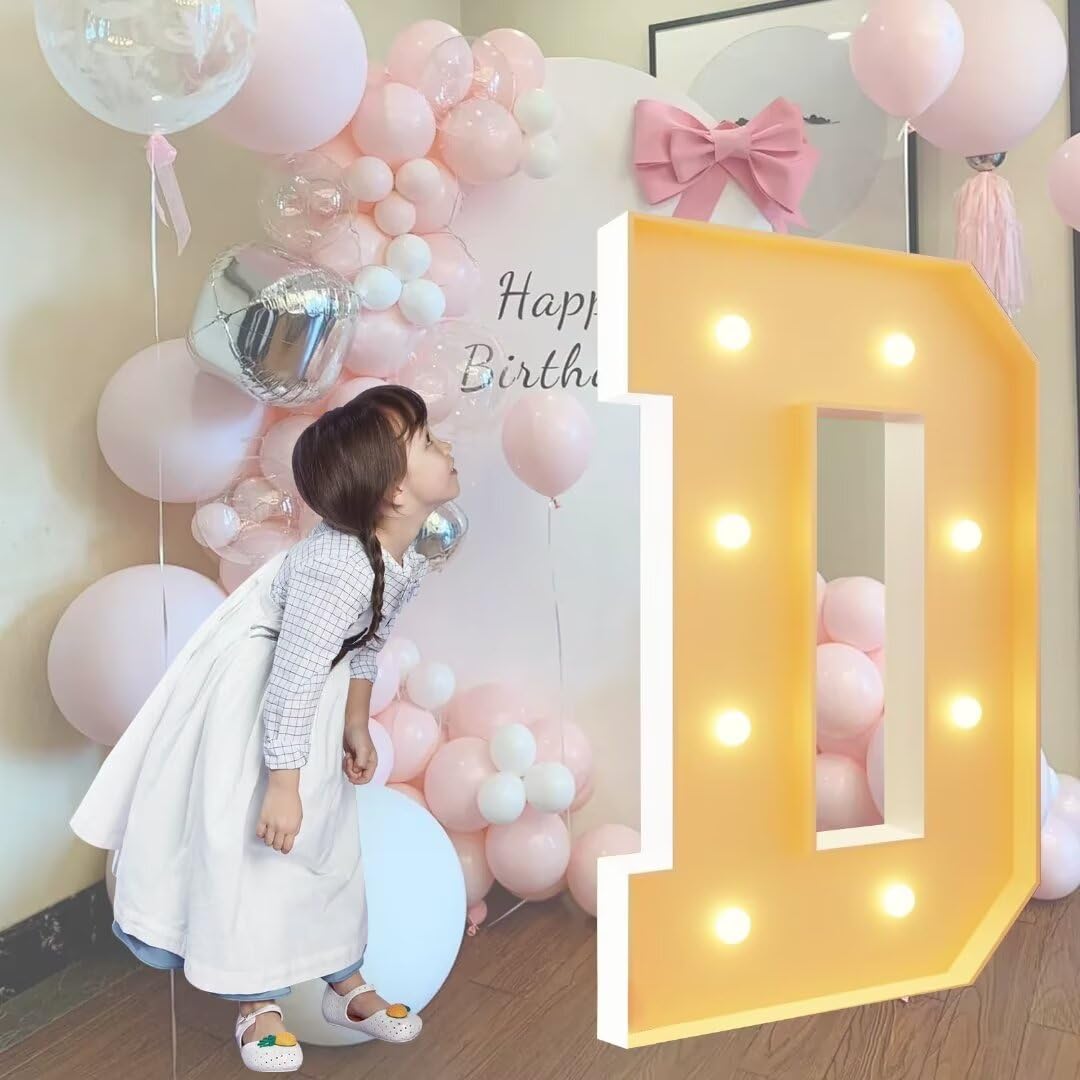 Letrero luminoso de marquesina de 120 cm, letra D, grande decorativo con luz LED, números de mosaico para globos para el día de San Valentín, cumpleaños, Navidad, Año Nuevo