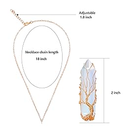 VIBILIA Healing Crystal Necklace Tree of Life Wire Wrapped Opal Stone Point Pendant Necklace Hexagonal Reiki Spiritual Quartz Gemstone Jewelry for Women Men