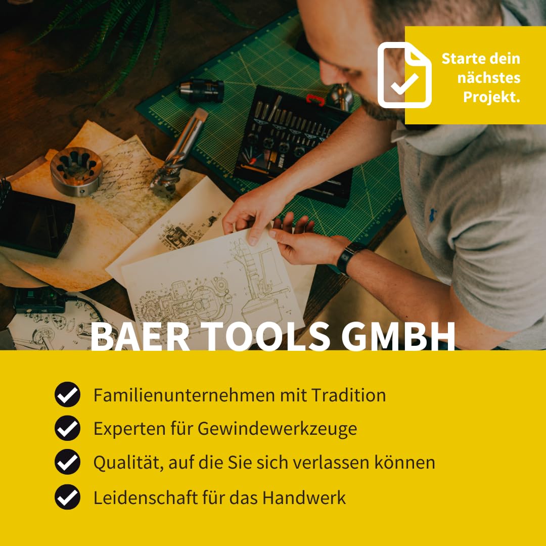 BAER Gewindeschneider Set, G(BSP) 1/8'' - 3/4'', HSSG, Gewindebohrer, Sechskantschneidmutter, Gewindeschneidsatz, Gewindeschneiden Rohrgewinde