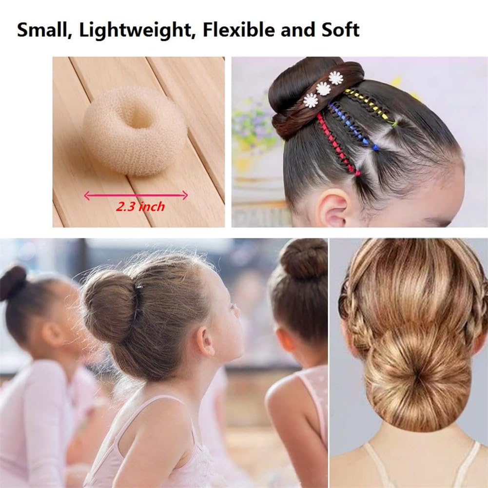 6 Stück 6 cm kleine Duttknoten, Donut-Haarknoten, für Kinder (Beige)