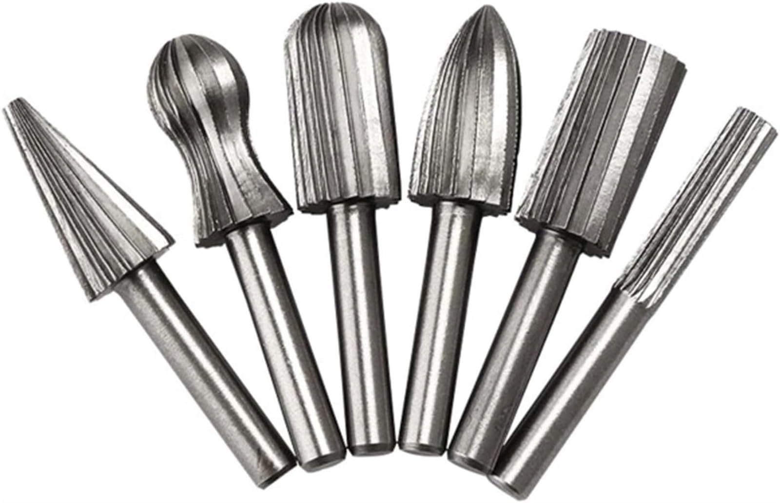 Lima de escofina de metal, juego de limas de aguja, 6 piezas de vástago redondo de 6 mm, pulido y pulido, broca, fresa, lima rotativa eléctrica, tallado en madera, cabezal de molienda, lima resistente