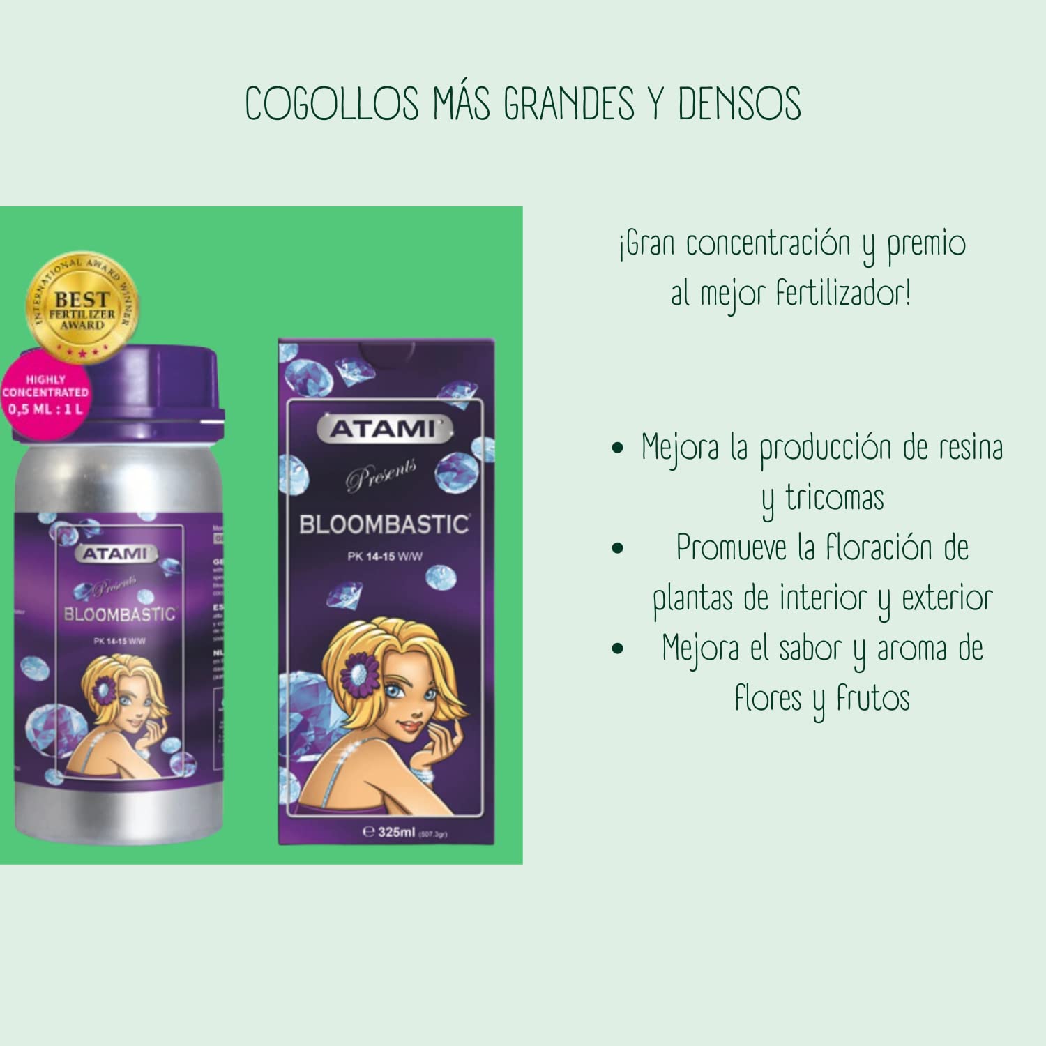 GROWMANIA Atami Bloombastic 325ml Fertilizante Orgánico | Floración y Engorde de Cogollos y Plantas | Abono con Extractos Naturales Bio Estimulantes