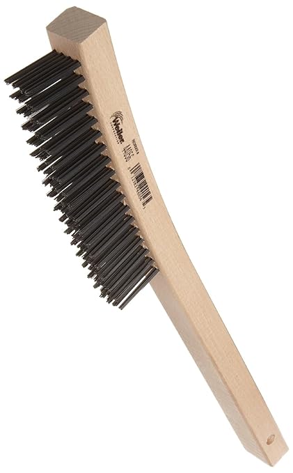 Weiler 44056 Hand Wire Scratch Brush, .012 Carbon Steel Fill, Curved Handle, 4 x 18 Rows (Pack of 12)