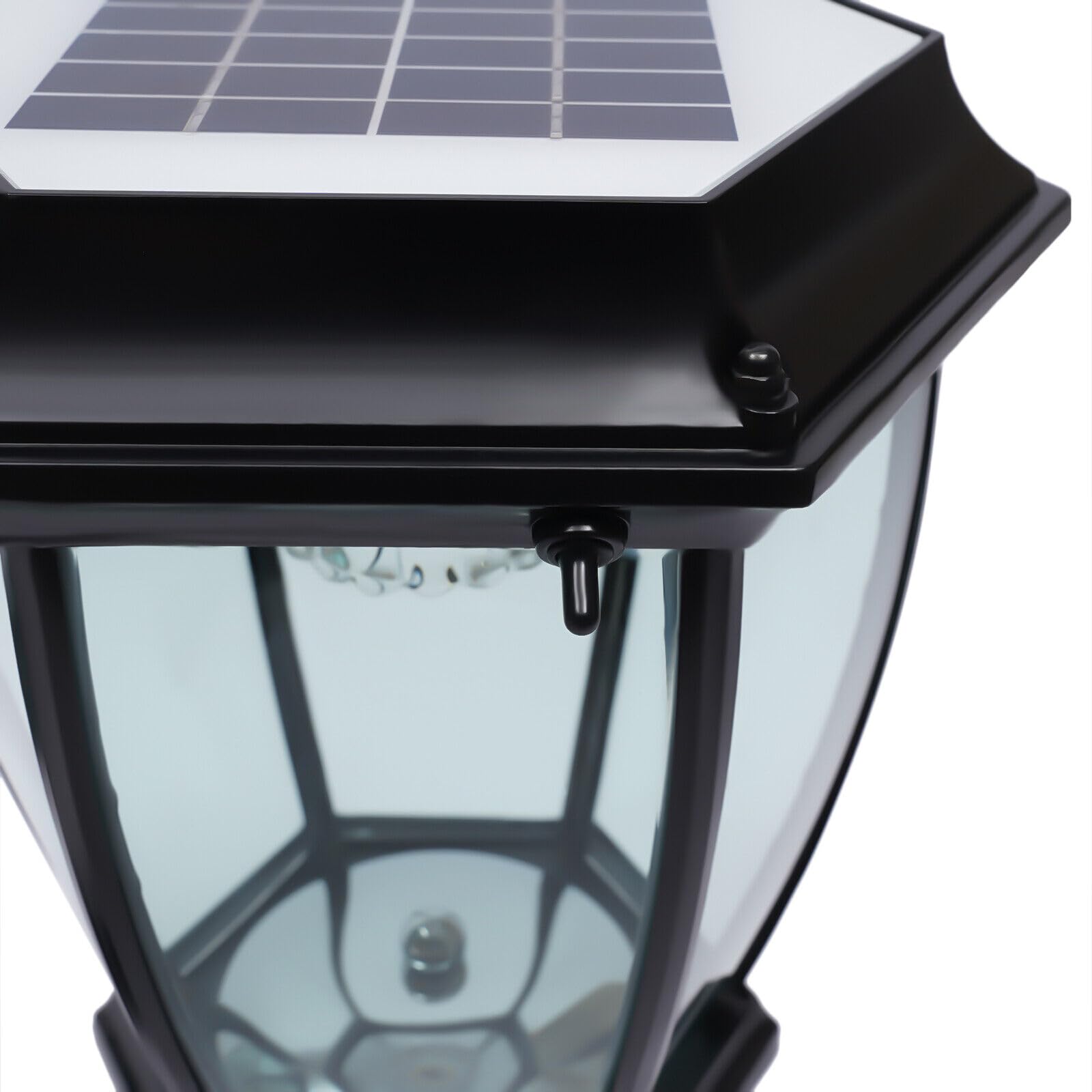 Confezione da 2 luci solari per esterni, impermeabili, a risparmio energetico, a LED, per recinzione o patio (nero