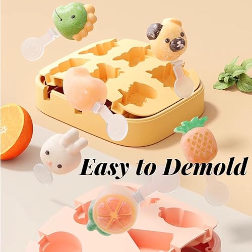 Miniatura 2 de Paquete de 2 moldes para paletas para niños, 6 piezas de silicona para hacer helados, moldes de helado congelados, accesorios de cocina, leche