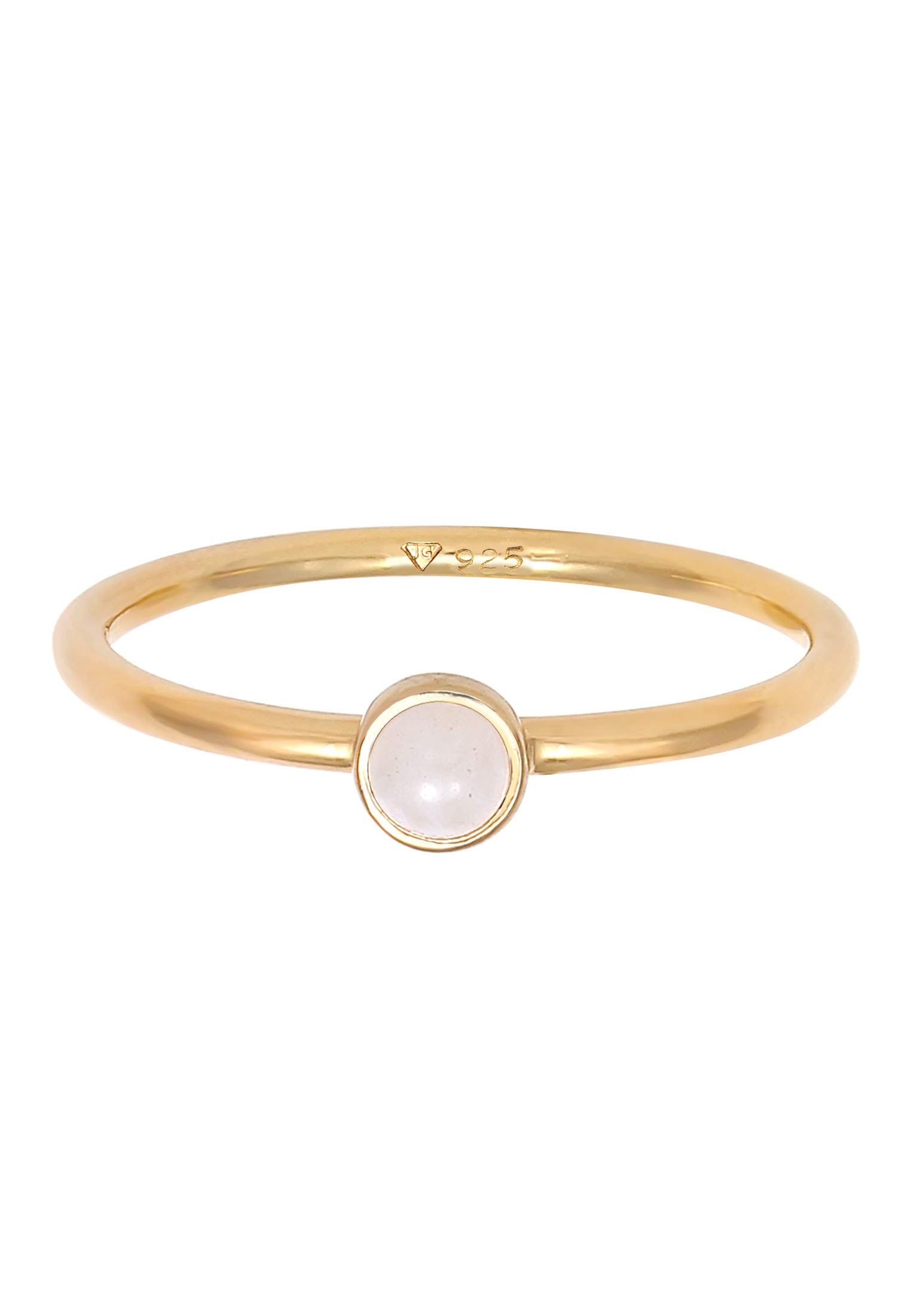 Elli Ring Damen Stapel Basic Minimal mit Rosenquarz 925 Silber vergoldet