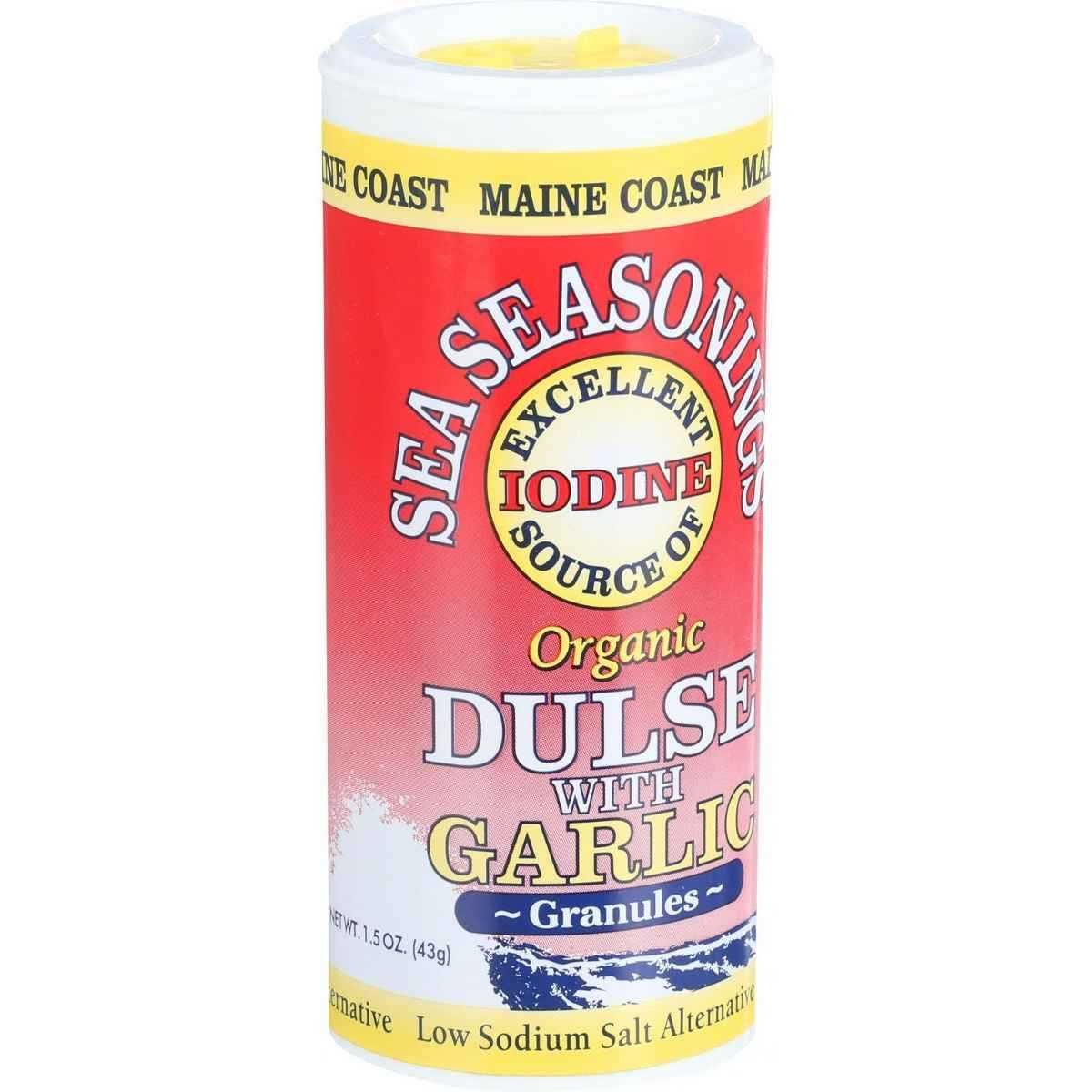 Maine Coast Organic Sea Seasonings - Dulse Granules with Garlic - 1.5 oz Shaker - Case of 33