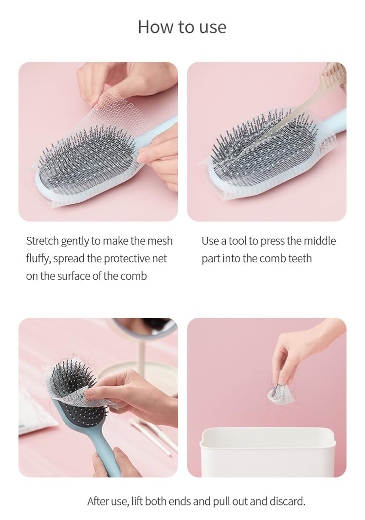 50pcs Hair Brush Cleaning Net Mesh for Removing Hair Dust
