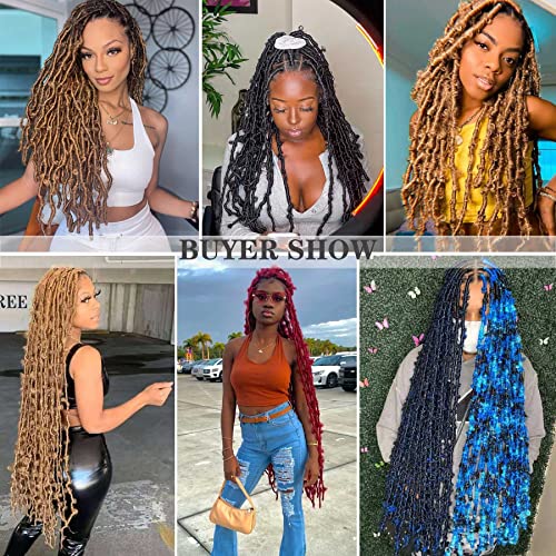 Ahrencan Butterfly Locs Crochet Hair 24 Inch, 6 Packs Pre Looped Distressed Faux Locs Crochet Hair For Women, Soft Long Black Butterfly Locs, Prelooped Synthetic Braid Hair Extension(24Inches,6Packs,1B#) #TOP5