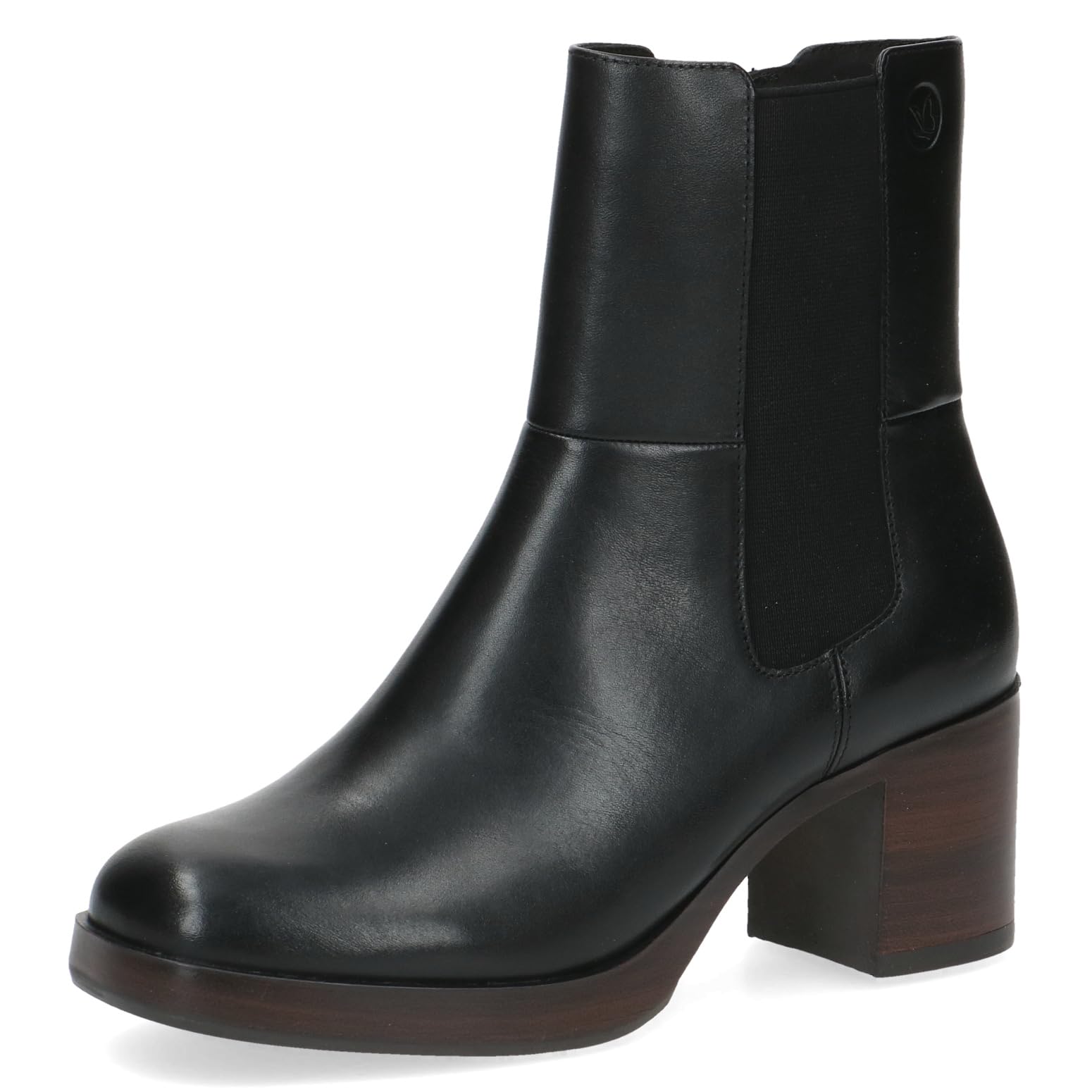CAPRICE Women's ankle boots with heel Memotion in leather block heel Width G, Black (Black Nappa), 7.5 UK