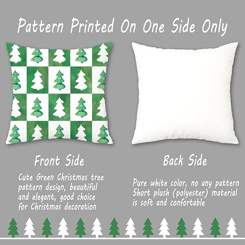 Miniatura 4 de JOJOGOGO Juego de 4 fundas de almohada de 18 x 18 pulgadas para decoración de Navidad de color verde esmeralda para árbol de Navidad, fundas de