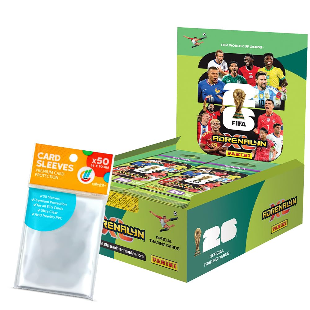 FIFA World Cup Adrenalyn XL 2026-1 Fat Pack Box (10 Fat Packs) (original) + pochettes collect-it exclusives (paquet de marque propre)
