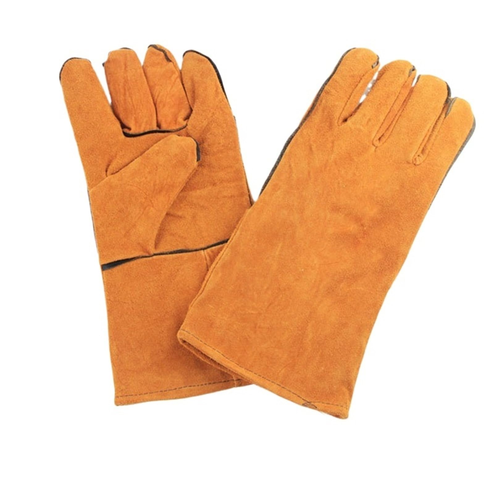 Générique Gants de soudage en cuir de vachette résistants à la chaleur et à manchette courte - Résistants aux brûlures et à l'usure for soudeurs électriques(Long)