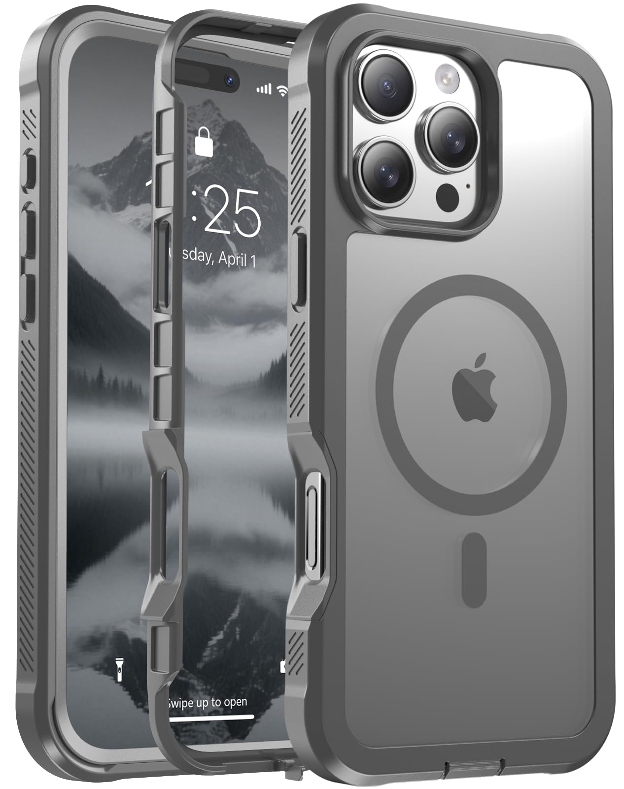 Magnetic for iPhone 16 Pro Max Case, [Compatible with MagSafe][Military Grade Drop Protection][Heavy Duty Protection][Non-Slip][Shockproof] 2-Layer Durable Bumper Phone Case 6.9''-Gray