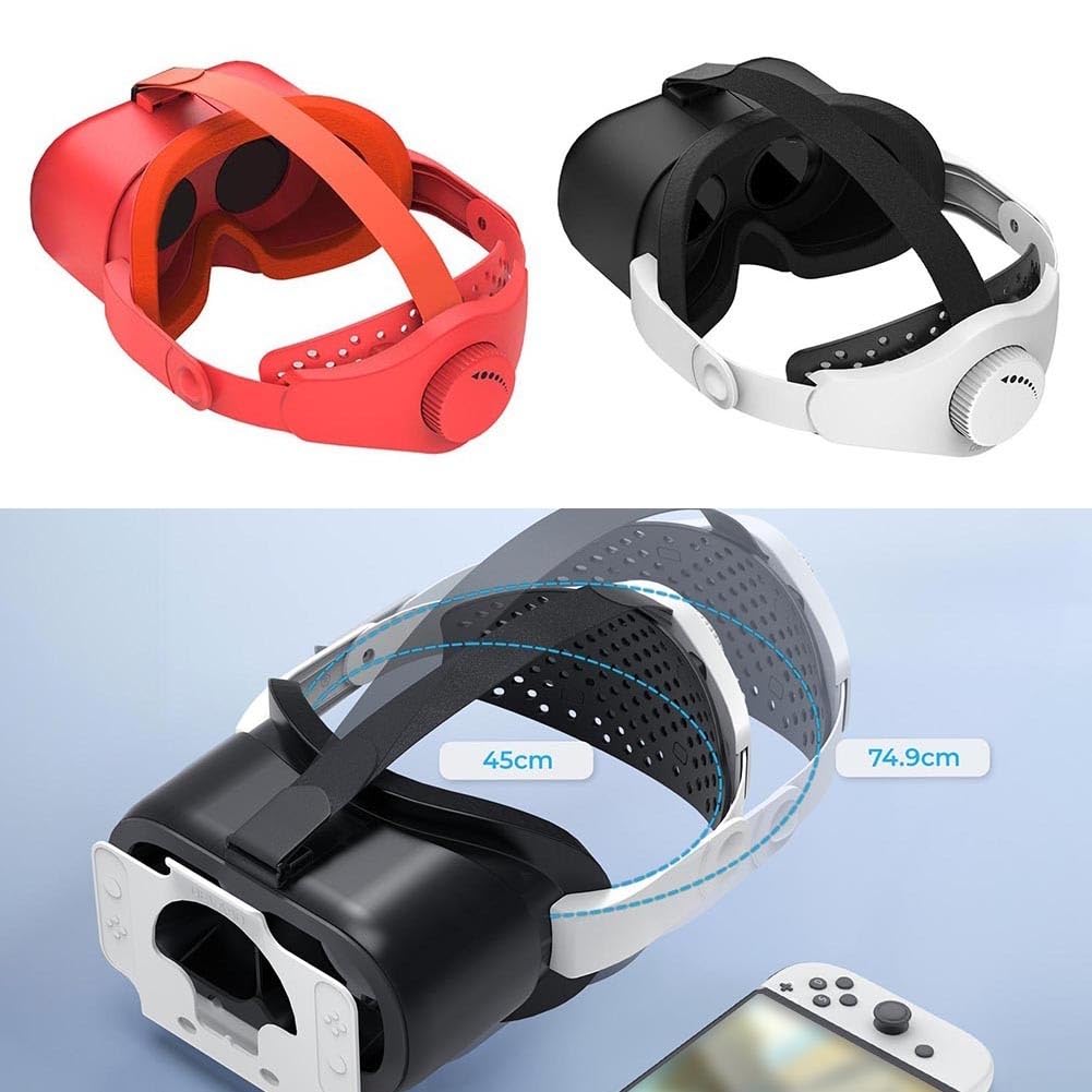 Casque VR pour Nintendo Switch avec lentilles réglables et sangle, accessoire de jeu rouge et blanc (noir et blanc)