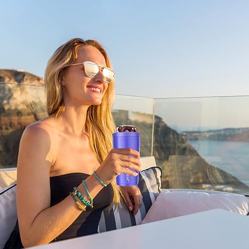 Miniatura 6 de Enfriador de latas delgado 4 en 1 para latas de 12 onzas y botellas de cerveza, mantiene 8 horas frías, fácil de sostener, soporte de latas de acero