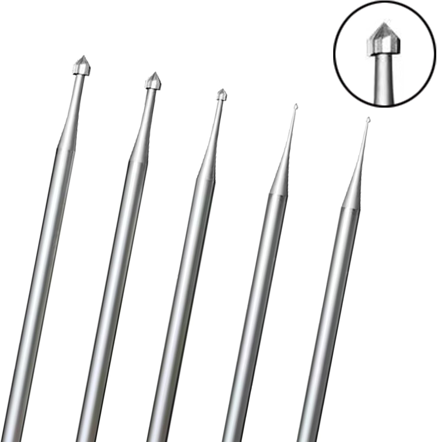 Luo ke 24 Pcs Jewelry Burr Sets, 3/32'' Shank Round Ball Burs, Stone Setting Bits, Round Shape Cup Burr, 90º Hart Burs and Bud Bur Kits for Lapidary Marking