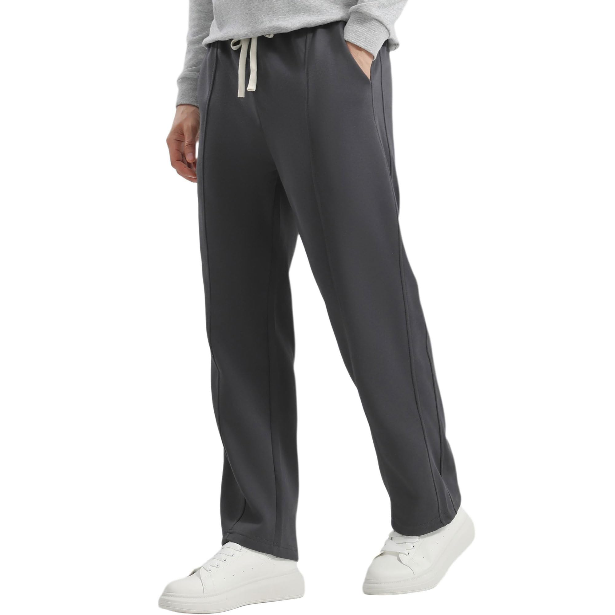SHAGGA Pantalon de survêtement pour homme, jambe droite, ourlet sans poignets, coupe ample, pantalon de survêtement avec poches pour la course à pied et l'entraînement