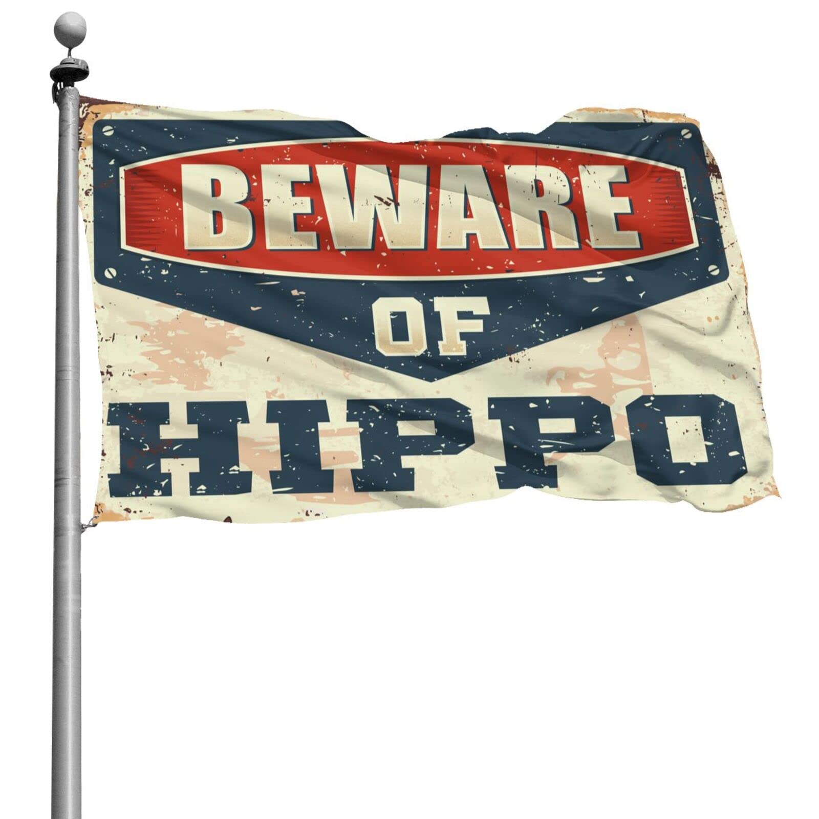 Drapeau pour dortoir humour Attention à l'hippopotame 152x244 tenture murale de chambre