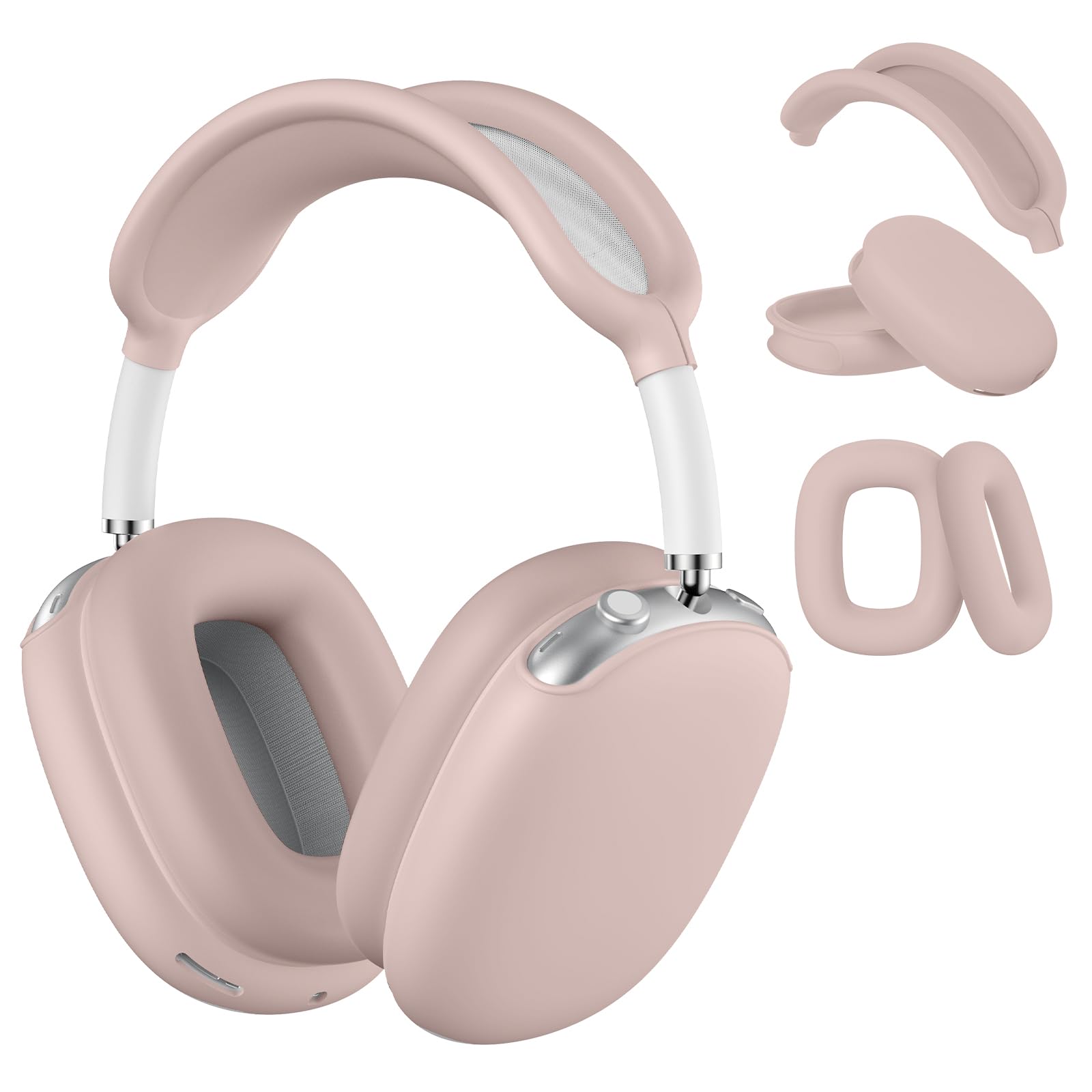 Youtec Silicone Case Cover for AirPods Max, Anti-Scratch Ear Pad & Headband Protector, Sand Pink