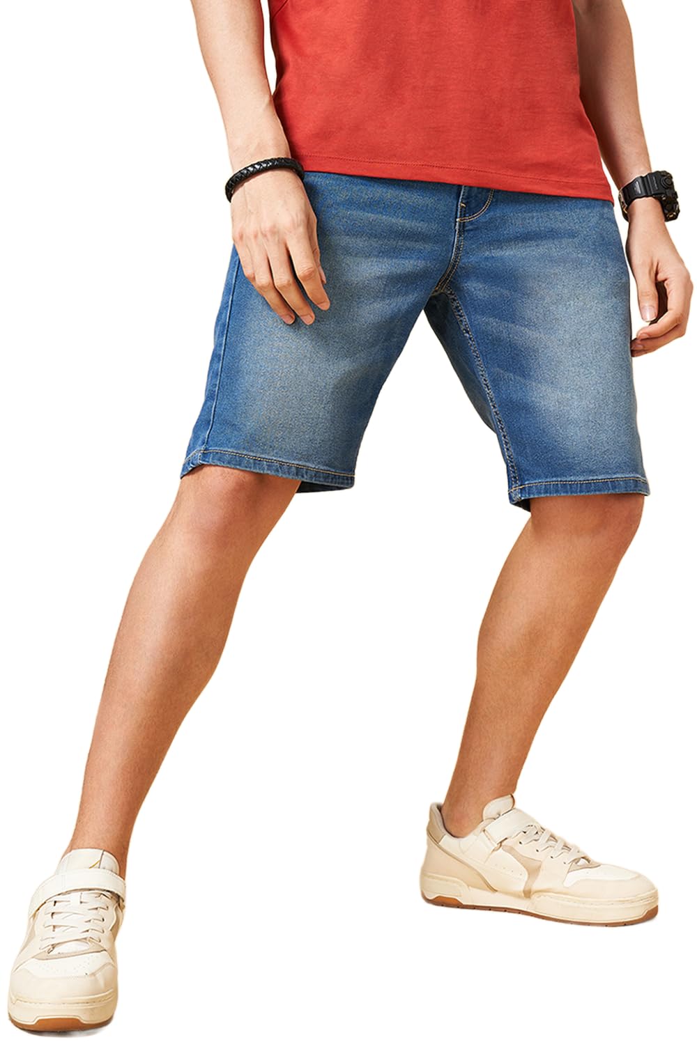 s f jeans co aware SF Jeans by Pantaloons Men's Chino Shorts (880015205004_Medium Blue-picture-13