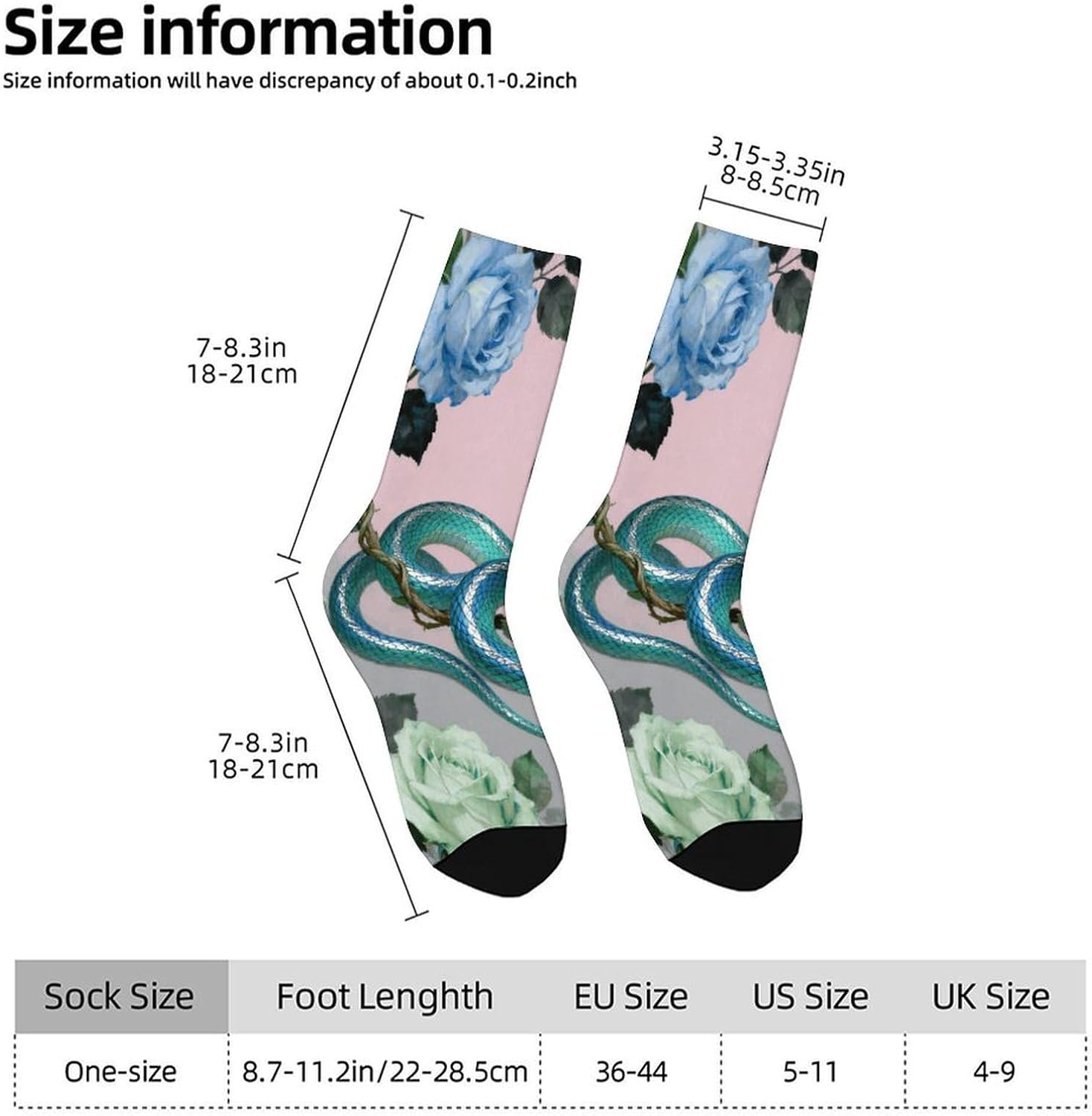 Pink Bg Blue Snake Crew Socks Moisture Wicking Ankle High Cushioned Arch Support Seamless Toe Athletic & Casual
