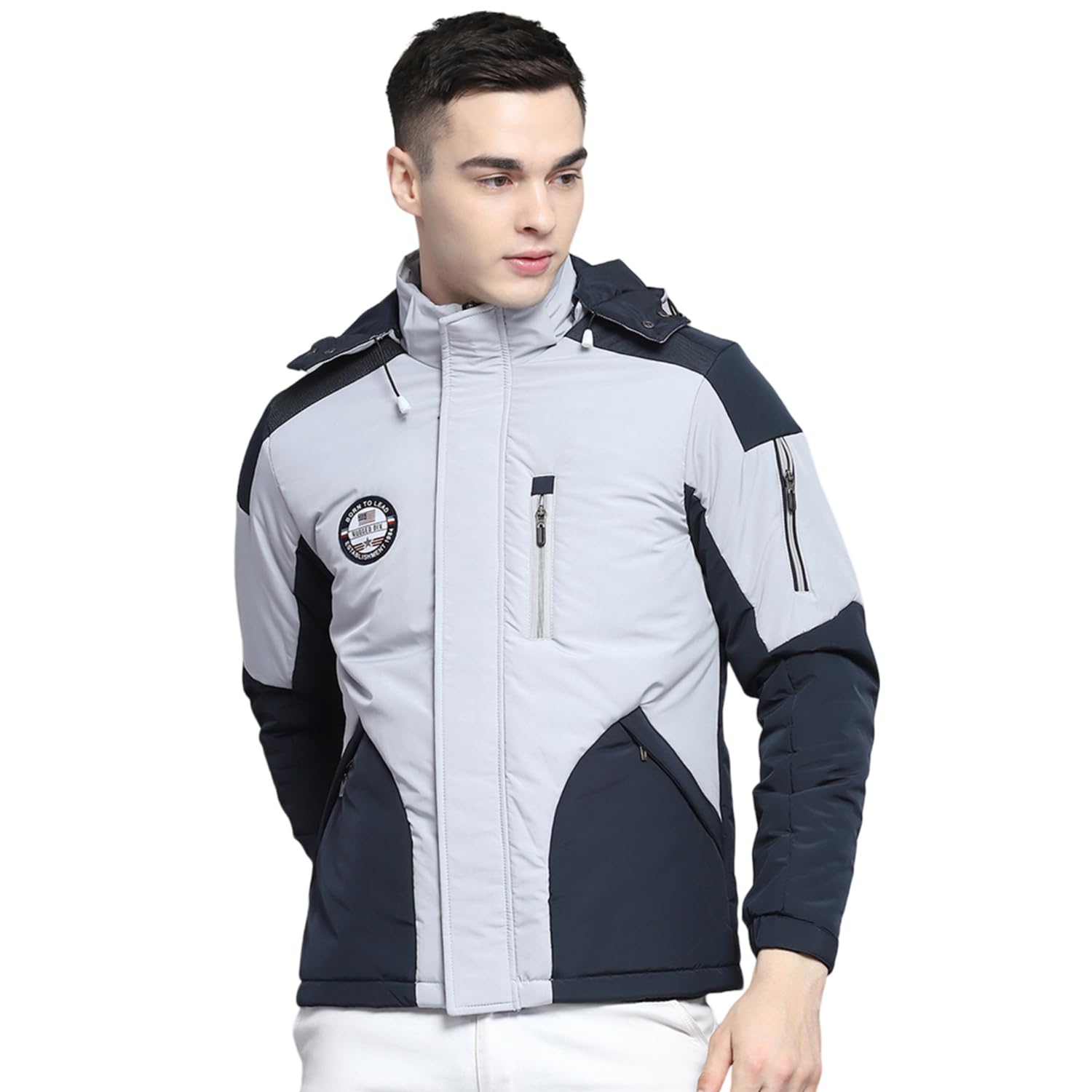 monte carlo Mens Solid Grey Hooded Neck Full Sleeve Jacket-picture-19