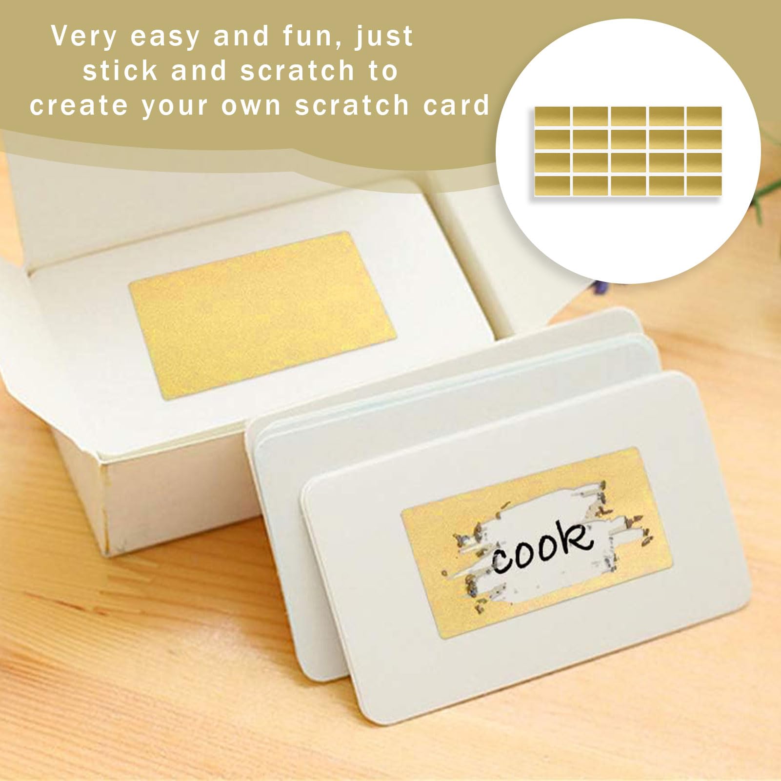 5 Adesivi Da Grattare Oro 23.5x20 Cm - Etichette Sorpresa Per Biglietti, Giochi E Voucher - Foto 9