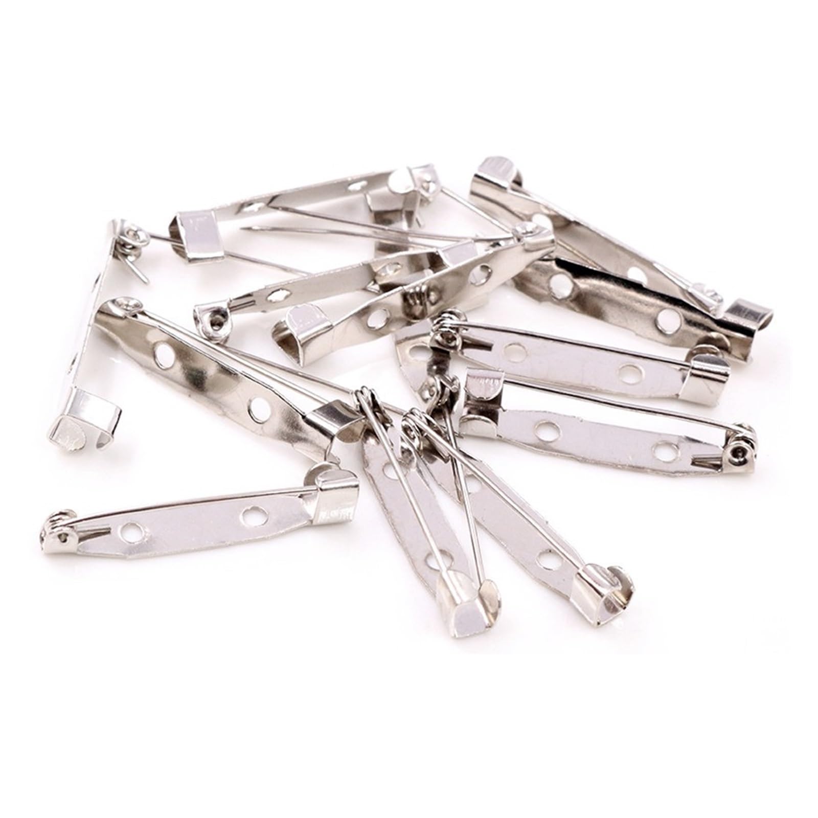 Bandejas de alfileres de broche con, broches Base 50 piezas 15 20 25 30 35 mm 40 mm 7 colores broche clip base pines broche base en blanco for suministros de fabricación de joyas DIY (color: mezcla, t