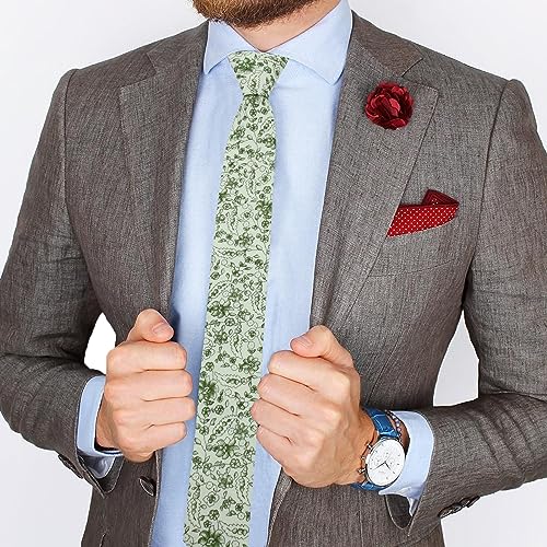 Image of Mantieqingway Floral Ties for Men Skinny Cotton Tie Flower Necktie