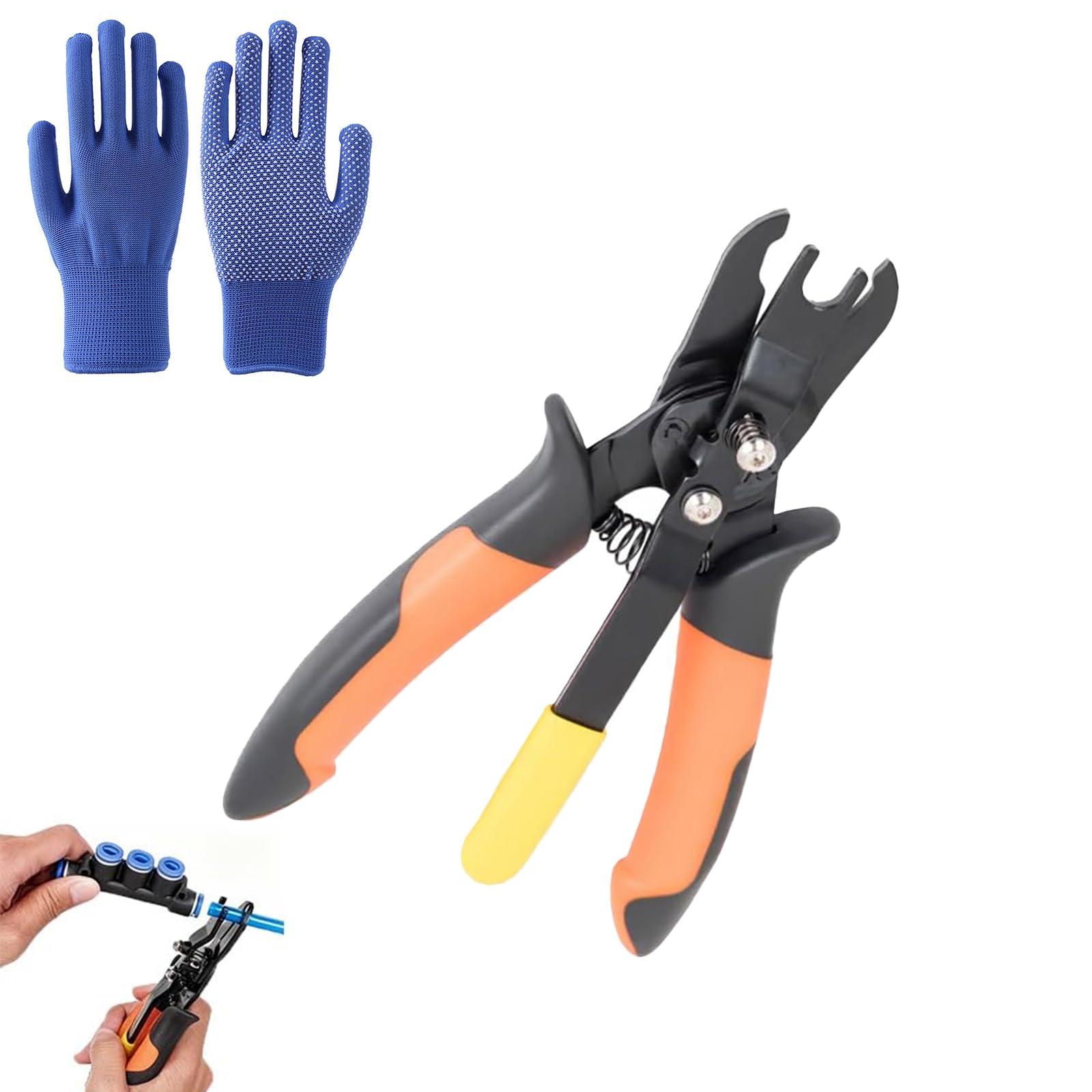 Alicates de desconexión de empuje para conectar, herramienta de extracción de línea de aire para accesorios neumáticos de 1/4 y 5/16 pulgadas, extracción de conector de manguera de aire resistente y