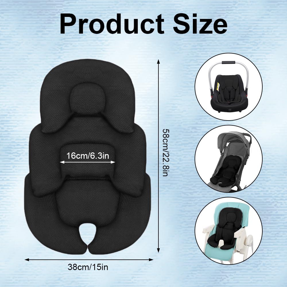 Riduttore Passeggino Universale, Cuscino per Seggiolino Auto, Materassino Passeggino Universale, Traspirante Antisudore, Cuscino Riduttore Passeggino per Passeggino, Seggiolino Auto (Nero)