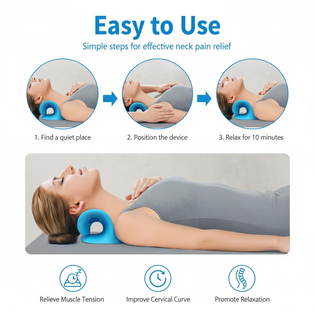 DOLTAS Neck Support Stretcher - Cervical Traction Device for Neck & Shoulder Pain Relief, Massage Relaxer, Acupressure Chiropractic Neck Support (Sky Blue) - Image 6 thumbnail