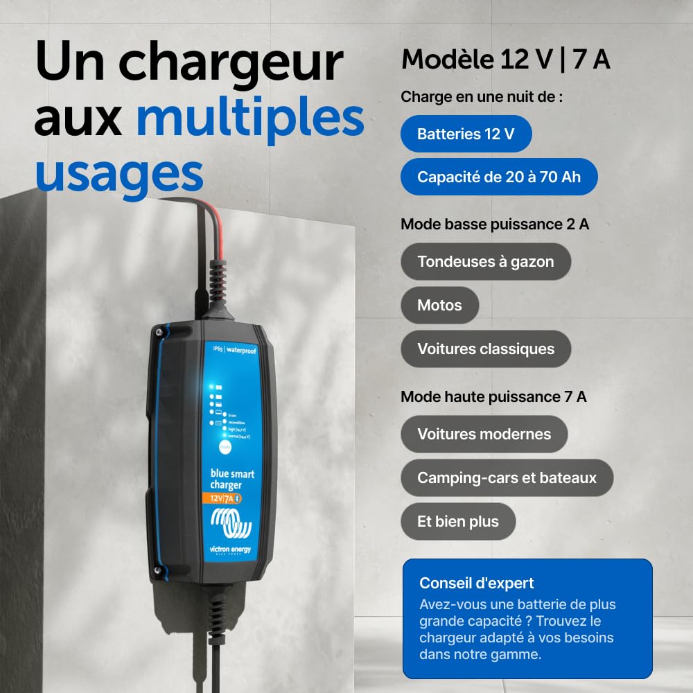 Victron Energy Blue Smart IP65 12-Volt 7 amp 230V Chargeur de Batterie, Bluetooth (CEE 7/17)