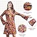 MRYUWB 70s Hippie Dress Costumes Necklace Earrings Sunglass Women Disco Outfit, 60s Party Costume, Halloween Retro Dresses (Brown, S)