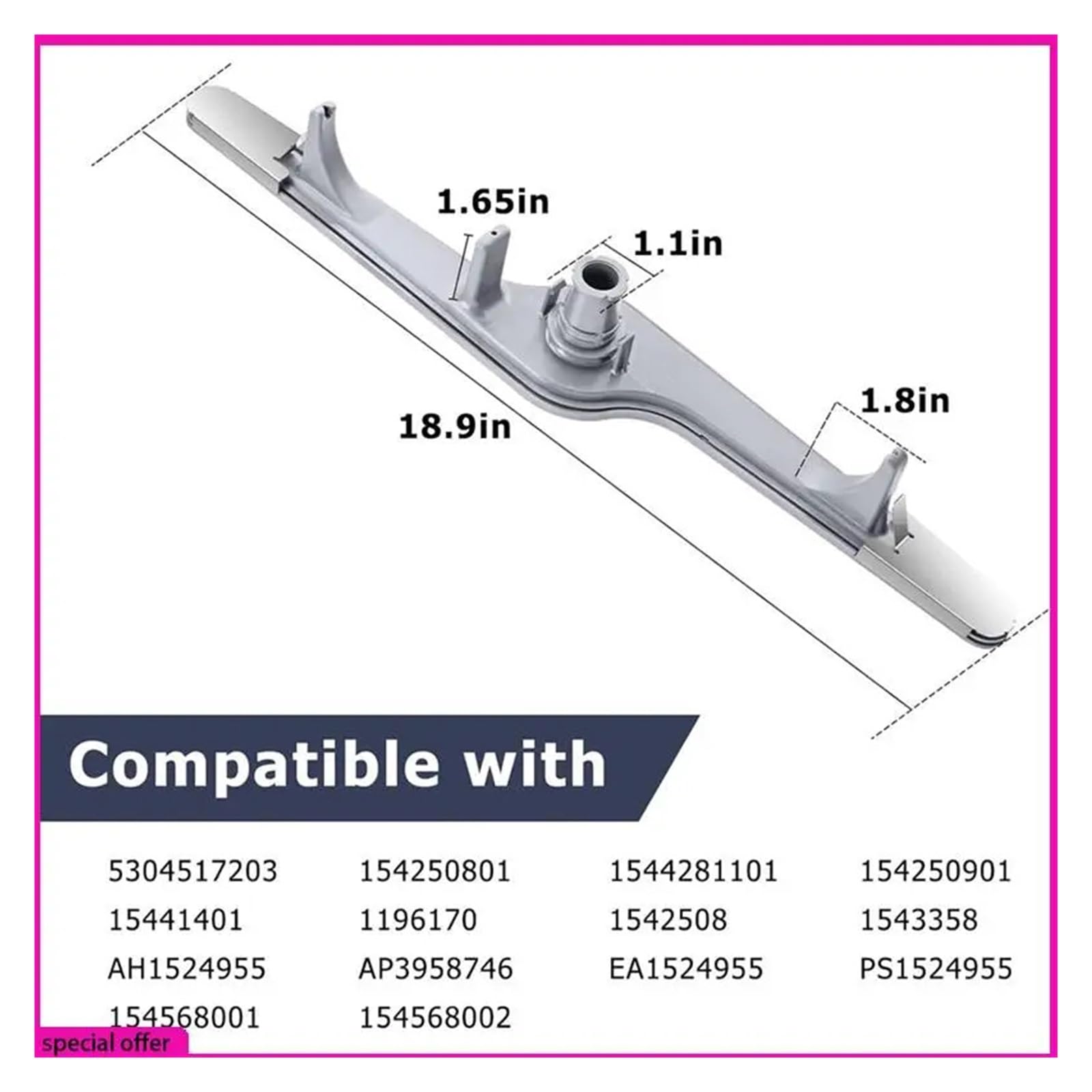 A65Z 154568002 Unterer Sprüharm für Geschirrspüler, kompatibel mit Electrolux, kompatibel mit Frigidaire, 154568001 5304517203 AP3958746, EA1524955 1196170 Ersatz