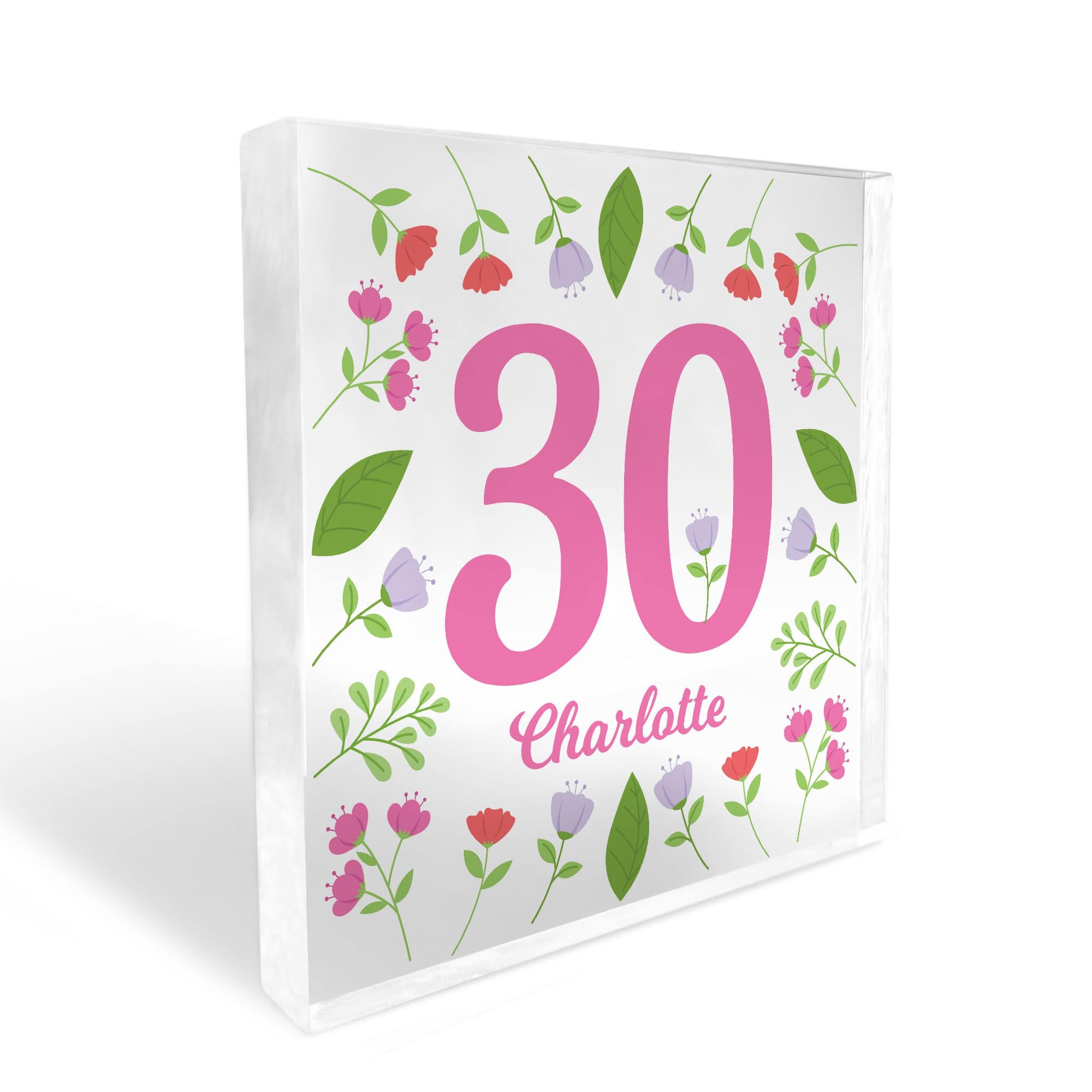 Red Ocean 30th Birthday Gifts For Mum Auntie Sister Women Her PERSONALISED Clear Block 30th Birthday Decoration Keepsake Mum 30th Birthday Gift