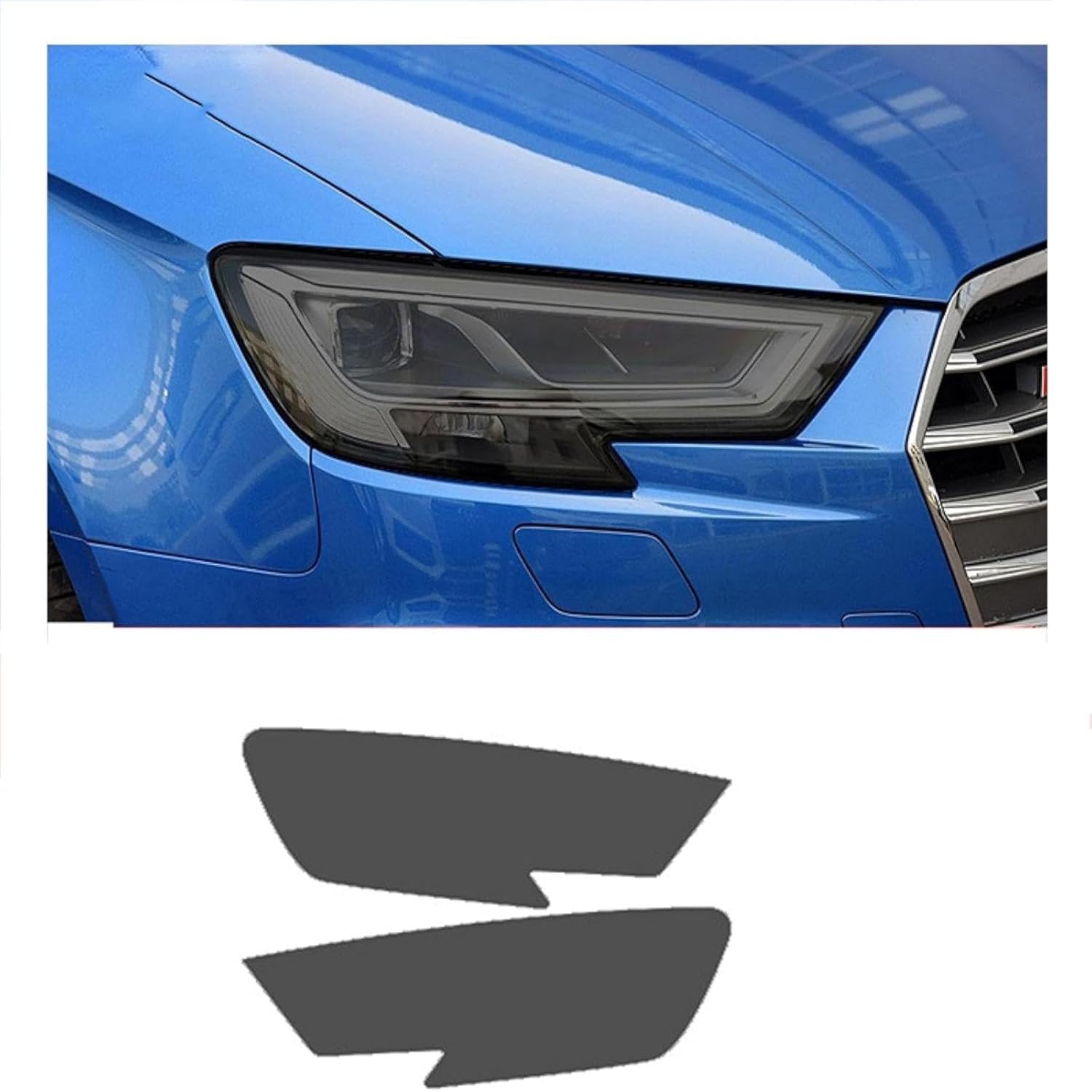 SamLng Car Front Light Film for Audi RS3 2017-2020 Car Headlight Film Front Light Transparent Blackened Moulding Vinyl Protection Sticker Car Light Film