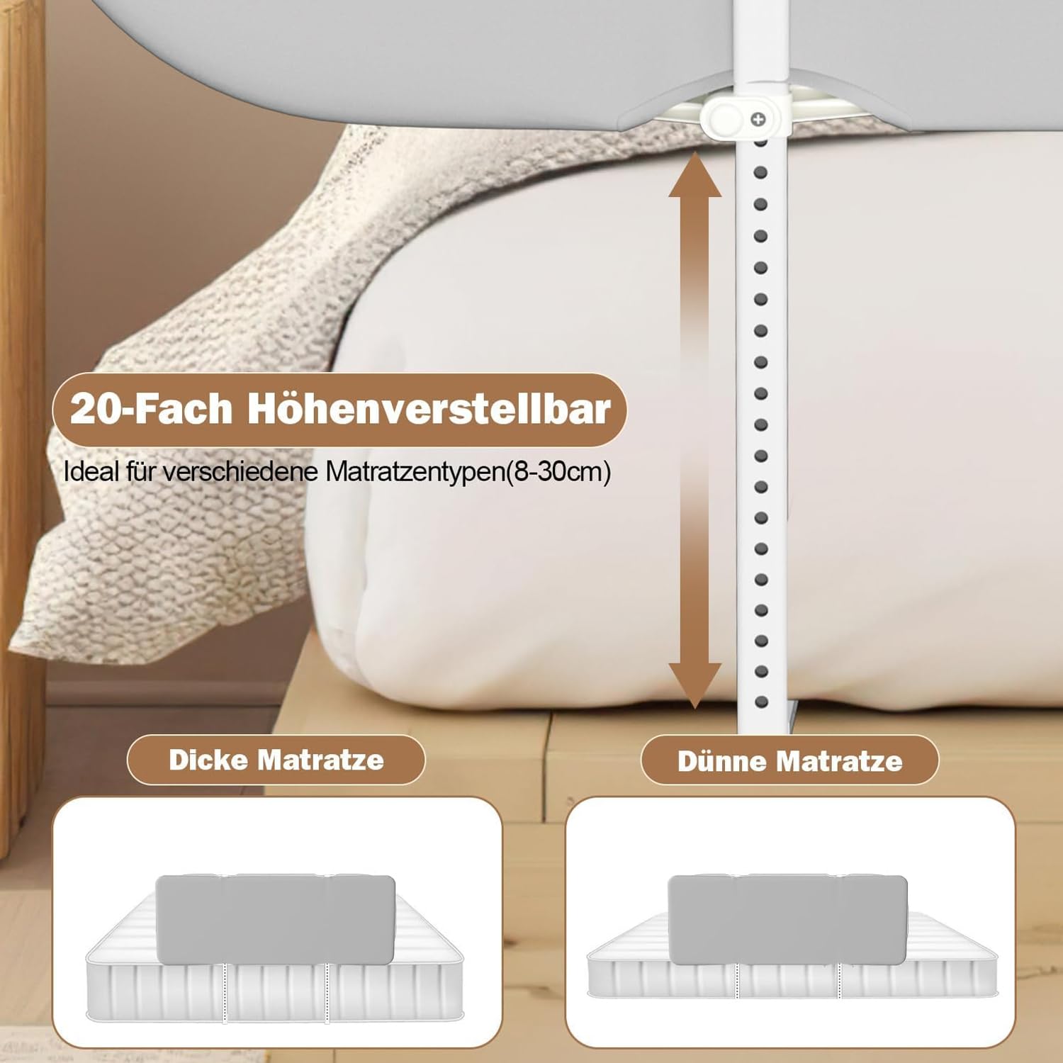 Barriera anticaduta per letto, 150 cm, per bambini, pieghevole da 0