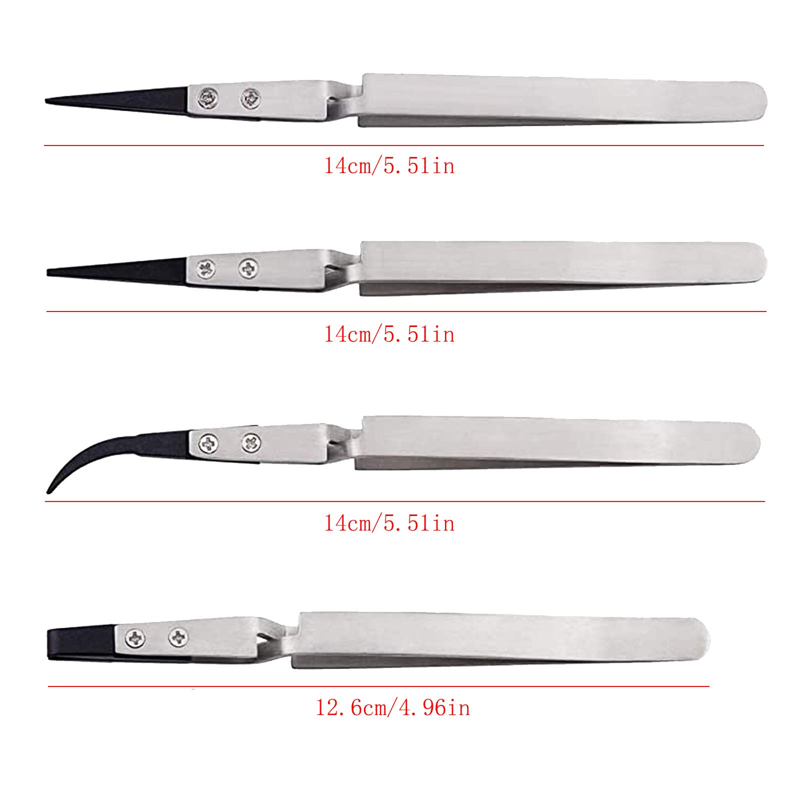 Precision Tweezer, Pointed Stainless Steel Tweezers for Crafts, Electronics, Soldering, Experimental Work, Jewelry Making, Non-Magnetic Industrial Tweezers