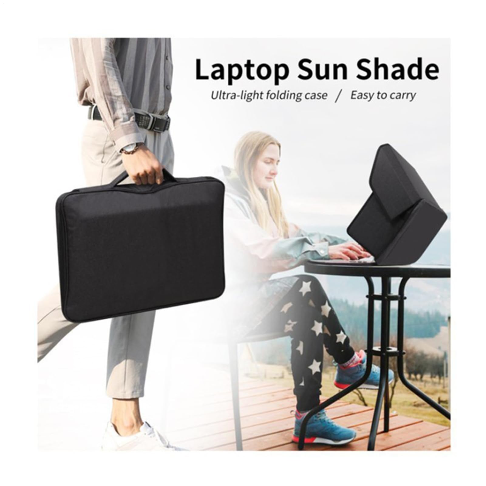 Laptop Sun Shade, Lightweight Foldable Laptop Sunshade Bag for Working Outside Outdoor Foldable Shield Cover Outside, Sun Glare Shield Privacy Screen Hood, 37x27x5cm