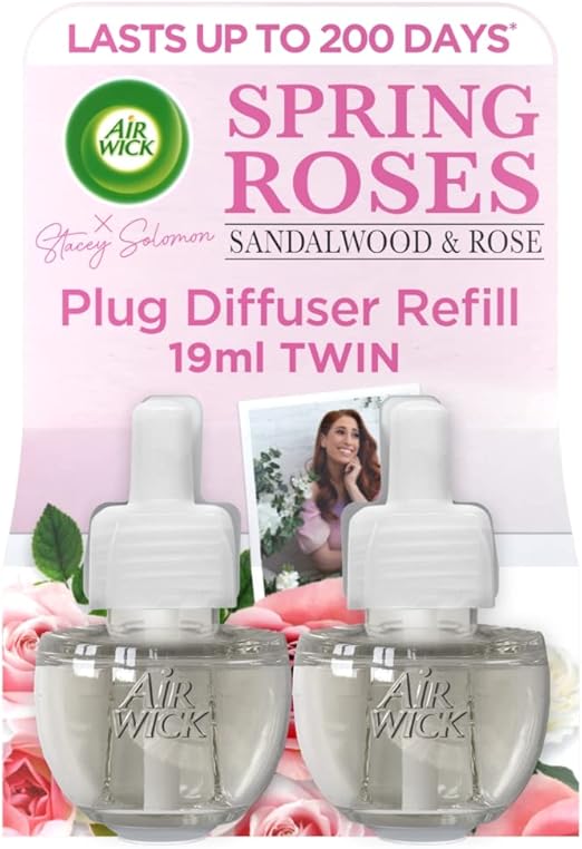 AirWick Air Freshener Plug In Diffuser Twin Refill, SPRING ROSES, Lasts
