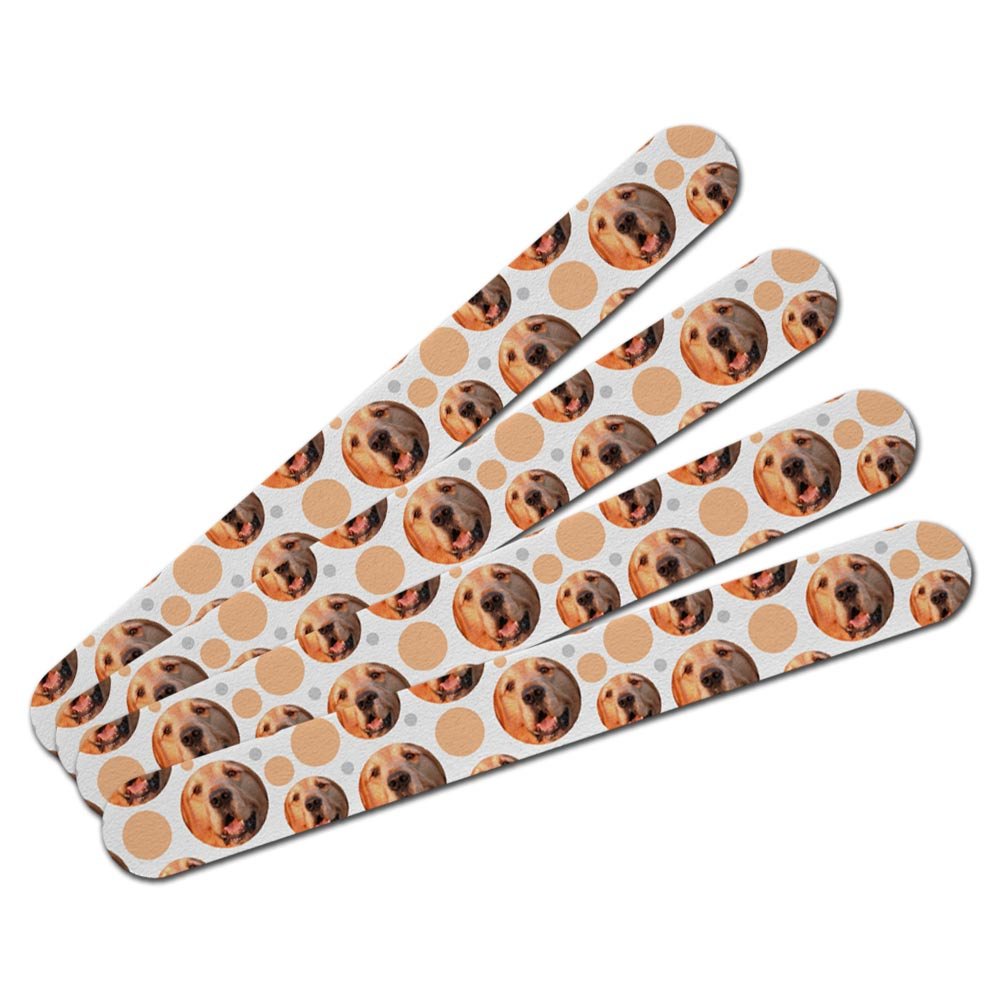 Double-Sided Nail File Emery Board Set 4 Pack - Dog Puppy - Golden Retriever