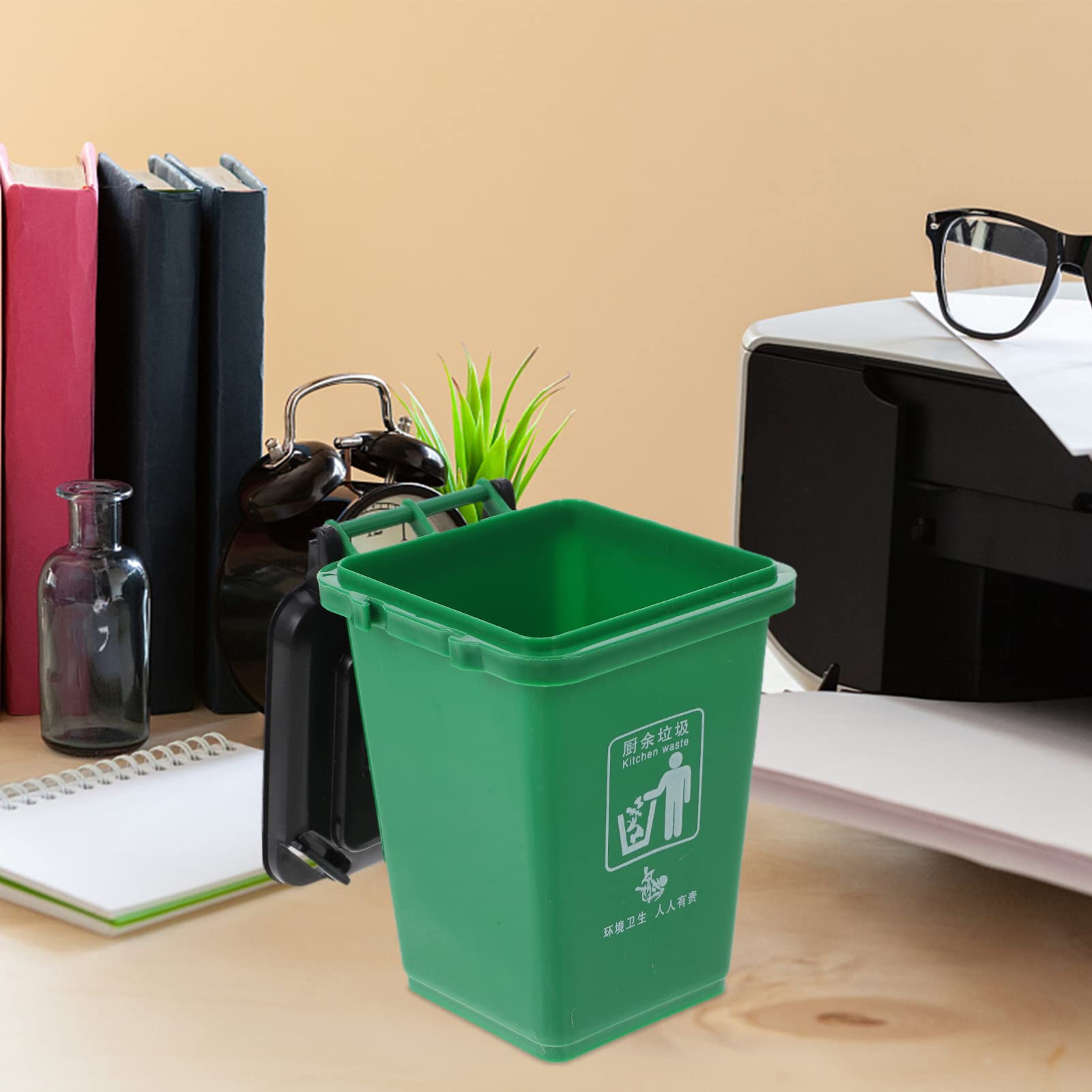 Alipis Mini Desktop Trash Can Pen Holder - Metal, Black, 4.5x3.7 Inches, Multi-Use Organizer
