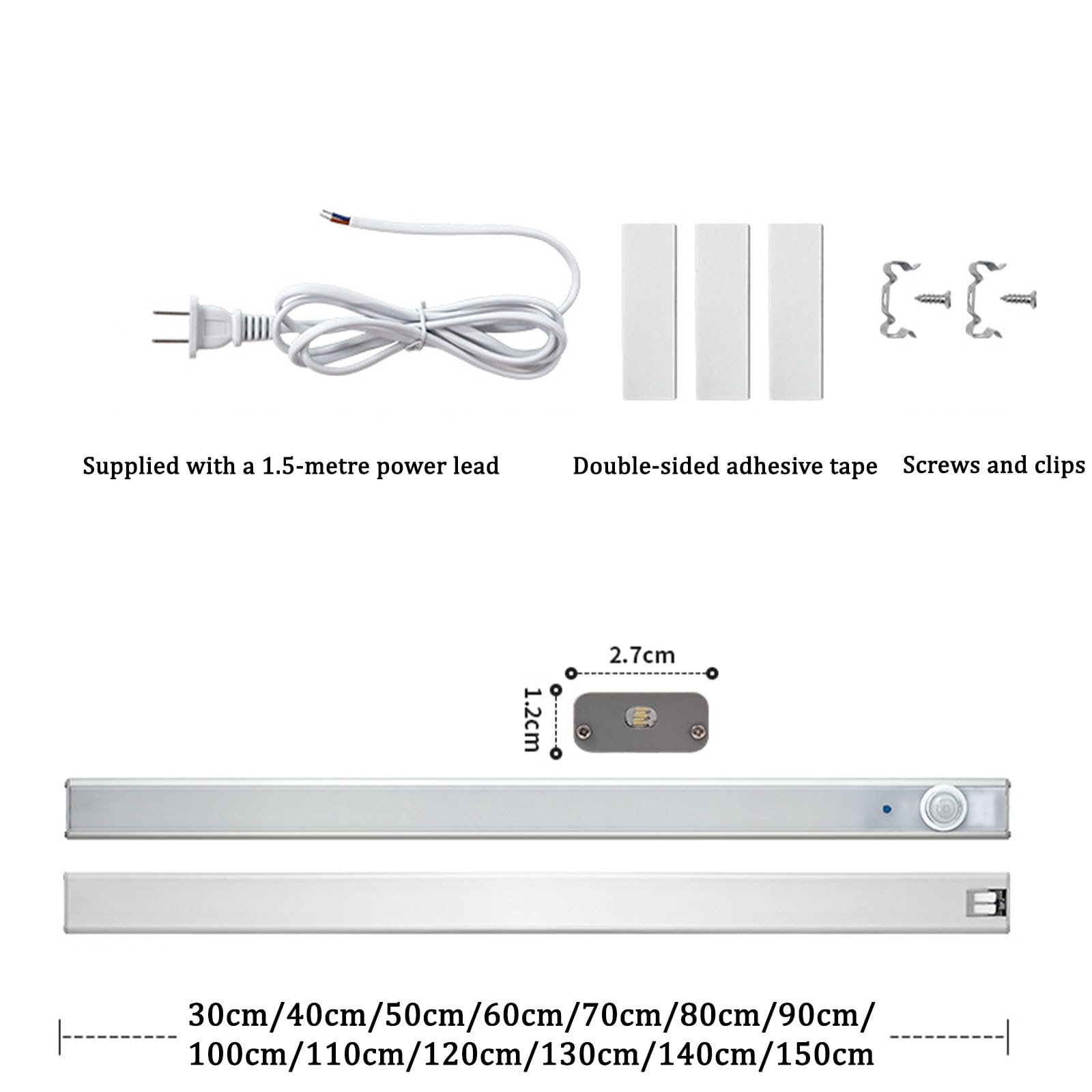 LED Wandleuchten mit Schalter und Steckkabel Wandbeleuchtung mit Bewegungsmelder Unterbauleuchte 3 Farbtemperatur Dimmbar Wandleuchte für Wohnzimmer Schrank Werkbank Küche (Silber,80cm)