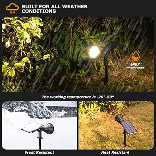 Solar Spot Lights Outdoor, 21 LEDs Solar Landscape Lights Auto On/Off with 3 Modes, IP67 Waterproof Solar Yard Spotlight Wall Lights, 2-in-1 Solar Outdoor Lights for Garden, Pathway, Pool