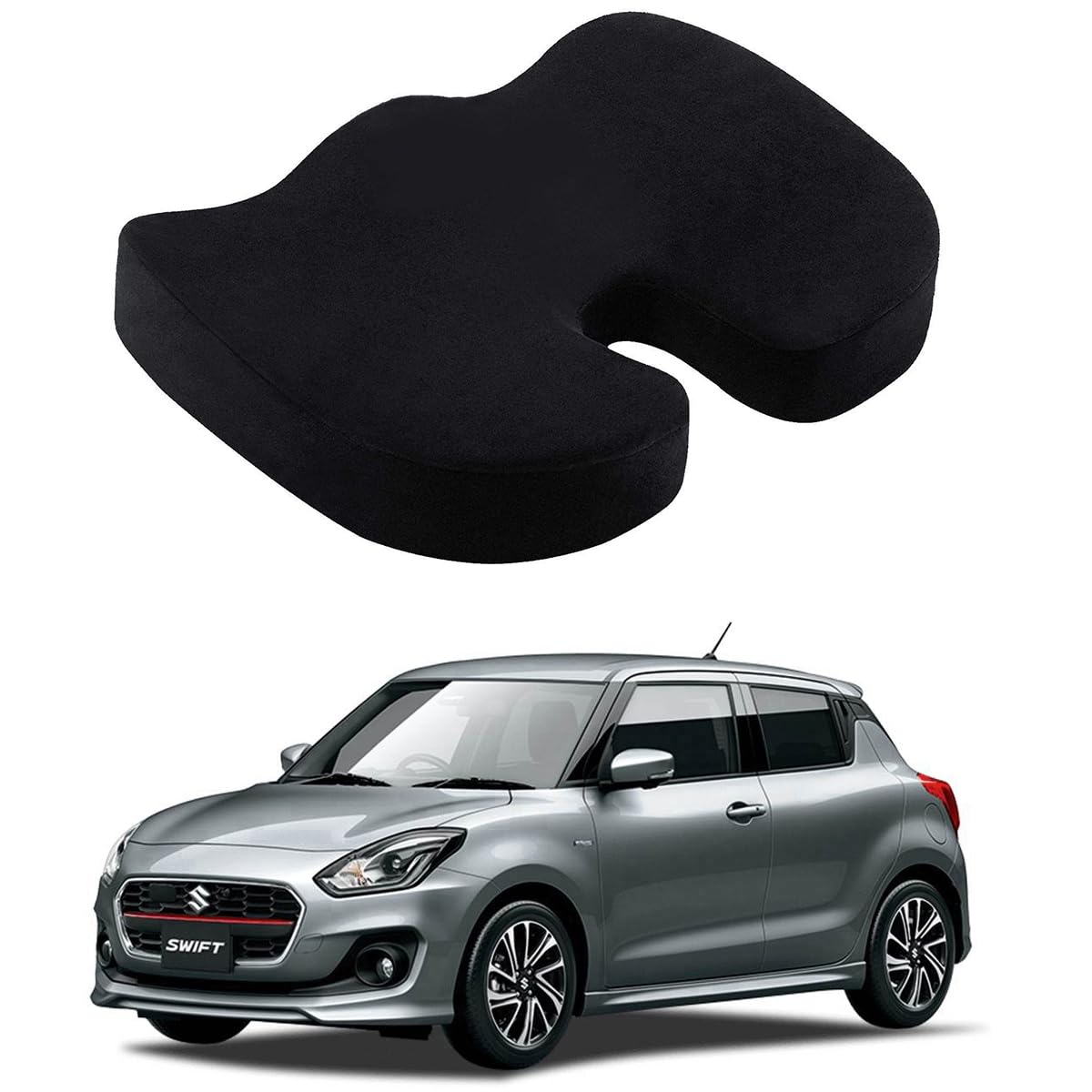 Oshotto Orthopedic Memory Foam Coccyx Seat Cushion for Tailbone, Sciatica Pain Relief Hip Support for Office, Cars, Chair Compatible with Maruti Suzuki Swift 2018-2022