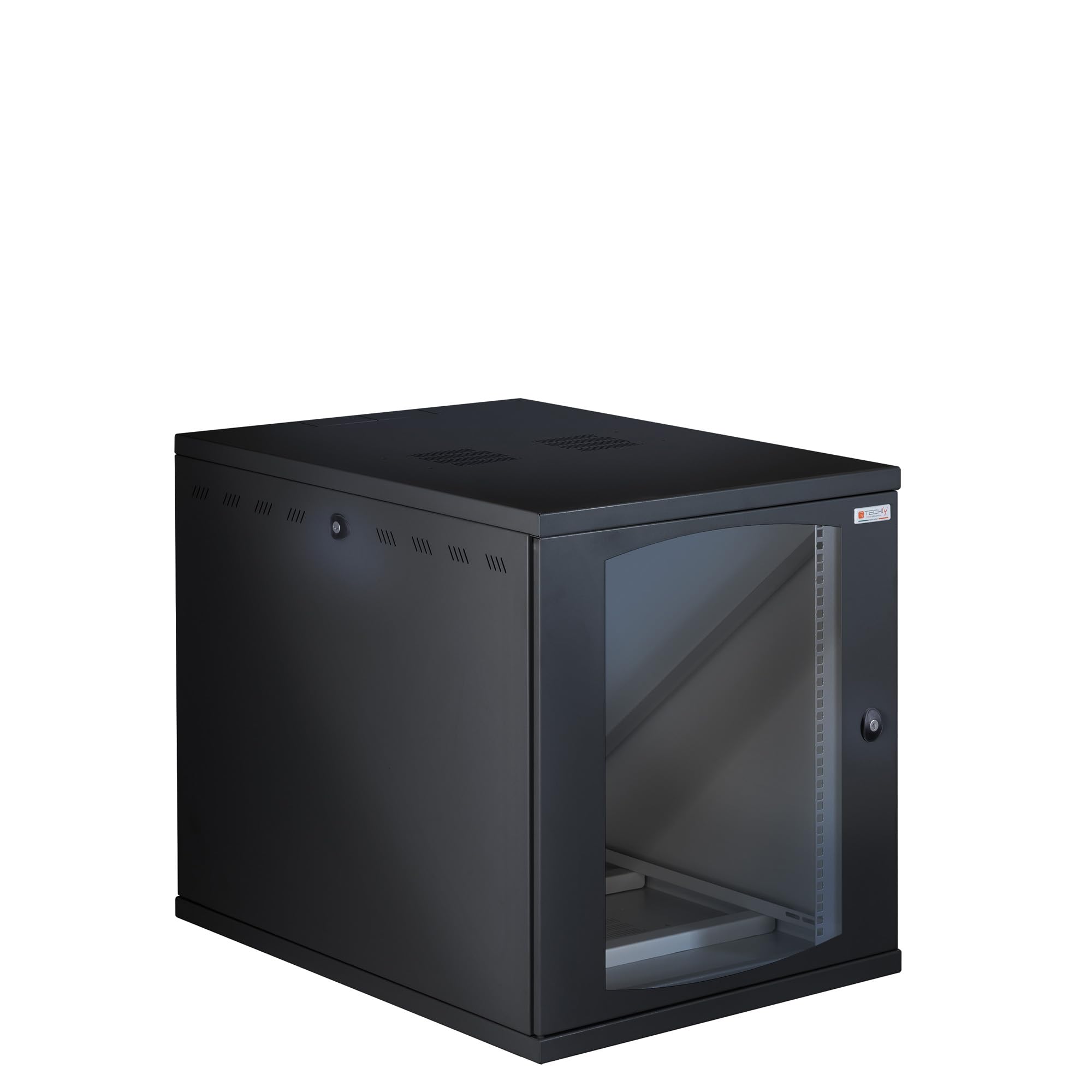 Techly Professional 369175 Armadio Rack 19" a Muro 13U P 800mm L 600mm Porta Vetro Nero Nero