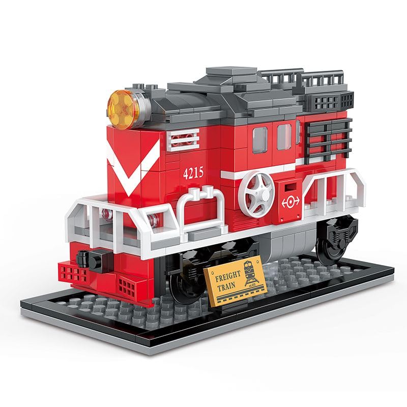 COGO Classic Steam Train Building Block Set 4215 showing the assembled train model and various building blocks.